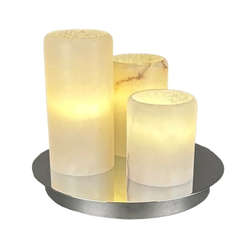 Lampa stołowa Authentage Bellefeu w kształcie dysku zasilanym baterią