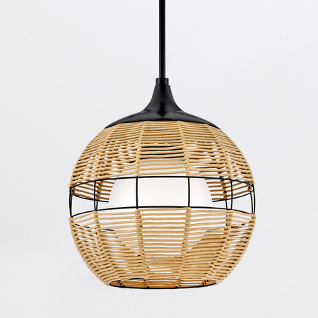 Mała lampa wisząca Maddox - 1 źródło światła - Czarny, karmelowy beż