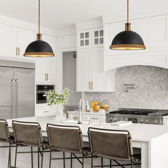 Lampa wisząca Doral - 2 źródła światła - Matowa czerń, vintage mosiądz