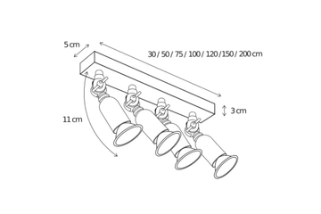 Lampa kierunkowa Authentage Fiston o szerokości 100 cm