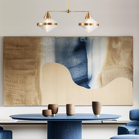 Lampa wyspowa Willard - 2 źródła światła - Vintage mosiądz