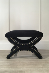 CZARNA PUFA TAPICEROWANA 60X40X42CM - MY HONEY HOME