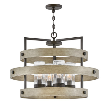 Żyrandol Riverwood - 4 źródła światła - Ciepły brąz, ciepły jesion