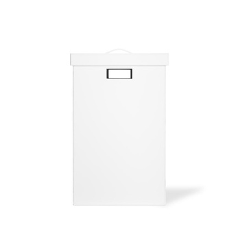 Kosz na pranie Decor Walther z pokrywą kwadratowy Sztuczna skóra biała