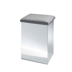 Stołek i kosz na bieliznę Decor Walther nierdzewny stal polerowana Sztuczna skóra szara