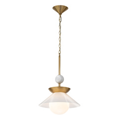 Średnia lampa wisząca Saucer - 1 źródło światła - Postarzany mosiądz