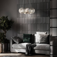 Duża lampa wisząca Kepler - 7 źródeł światła - Szczotkowane złoto