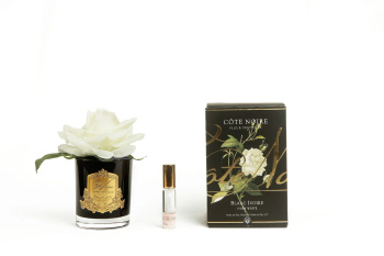 Cote Noire Kwiaty Pachnące pojedyncza róża Ivory White w czarnym szkle