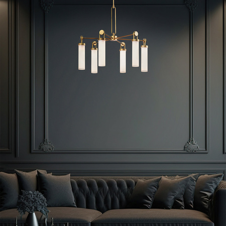 Żyrandol Wynwood - 6 źródeł światła - Vintage mosiądz