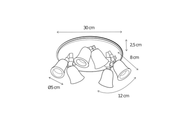 Lampa kierunkowa Authentage Fleure Twin na okrągłym talerzu - duża