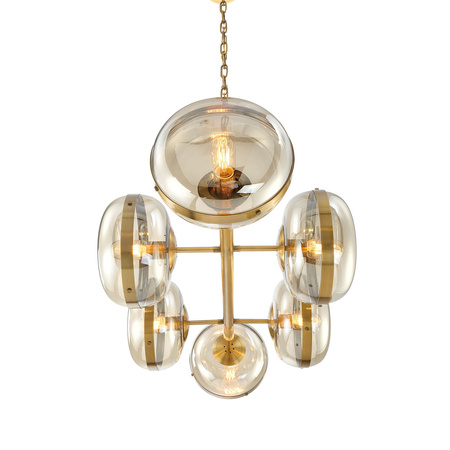 Lampa wyspowa Nottingham - 6 źródeł światła - Antyczny mosiądz