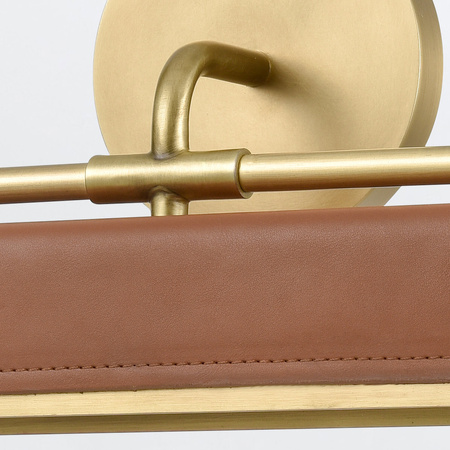 Kinkiet LED Valise - Vintage mosiądz, skóra koniakowa