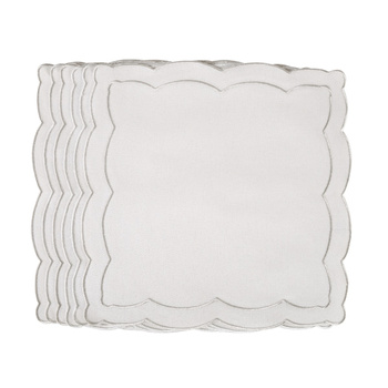 HAFTOWANE SERWETKI SILVER ONDE - 6 SZT. - 38.5 x 38.5 CM - ROSEBERRY HOME - MY HONEY HOME