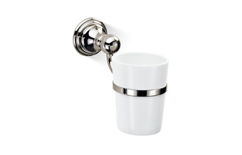 CLASSIC Kubek Decor Walther ścienny polerowany nikiel / Biała porcelana