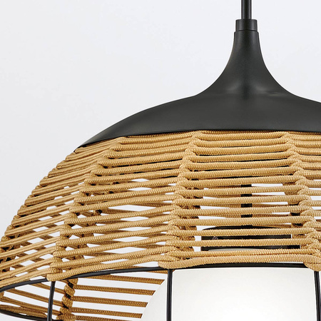 Średnia lampa wisząca Maddox - 1 źródło światła - Czarny, karmelowy beż