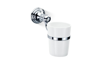 CLASSIC Kubek Decor Walther ścienny Chrom / Biała porcelana