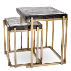 Stolik boczny Niemeyer vintage brass finish set of 2