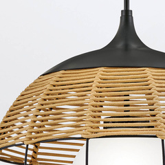 Średnia lampa wisząca Maddox - 1 źródło światła - Czarny, karmelowy beż