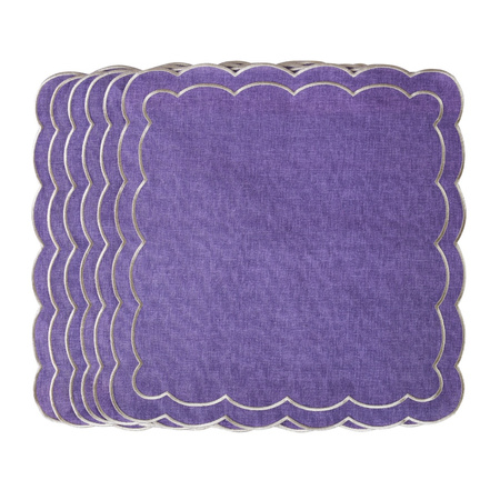 HAFTOWANE SERWETKI PURPLE PETALI - 6 SZT. - 38.5 x 38.5 CM - ROSEBERRY HOME - MY HONEY HOME