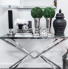 KONSOLA GRAND - SREBRNA - 120 x 40 x 80 CM - MY HONEY HOME