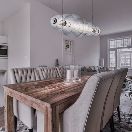 Lampa wyspowa Atomo - 7 źródeł światła - Polerowany chrom