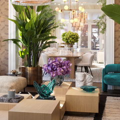 Krzesło Eichholtz Chaplin Savona turkusowy aksamit