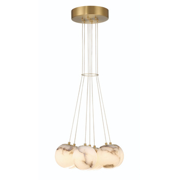 Duża lampa wisząca Kepler - 7 źródeł światła - Szczotkowane złoto