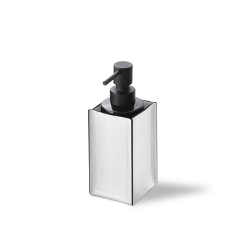 Dozownik mydła Decor Walther NAPPA Skóra naturalna śnieżny-Biały szkło butelkowa czerń / Pump Czarny mat
