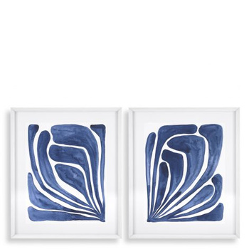 Grafika Blue stylized leaf zestaw 2 szt. - Eichholtz - My Honey Home