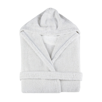 Szlafrok kąpielowy (Z Kapturem) Graccioza Linen Waffle M White