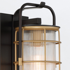 Mała latarnia naścienna Rivamar - 1 źródło światła - Brązowo-złota