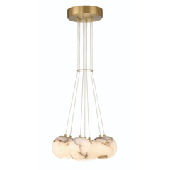 Duża lampa wisząca Kepler - 7 źródeł światła - Szczotkowane złoto