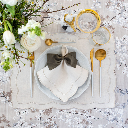 HAFTOWANE SERWETKI SILVER ONDE - 6 SZT. - 38.5 x 38.5 CM - ROSEBERRY HOME - MY HONEY HOME