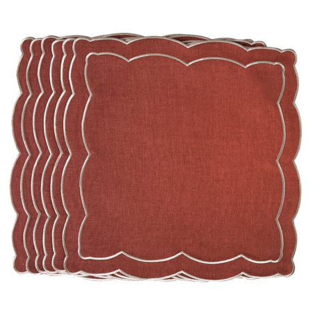 HAFTOWANE SERWETKI RUST ONDE - 6 SZT. - 38.5 x 38.5 CM - ROSEBERRY HOME - MY HONEY HOME