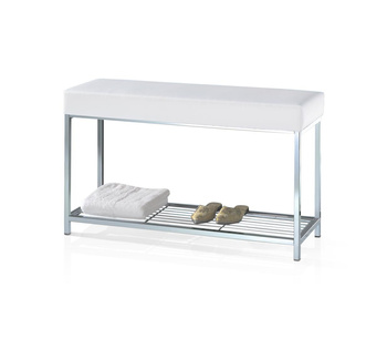 Ławka z półką Decor Walther Chrom / siedzisko Białe