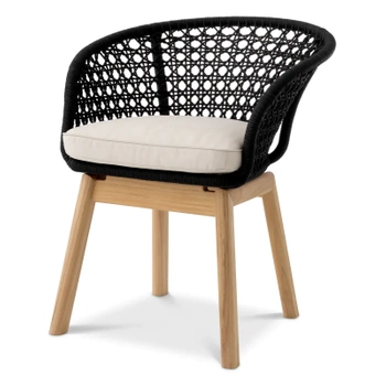 Krzesło Trinity black weave flores off-white