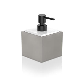 Dozownik mydła Decor Walther Sztuczna skóra Taupe z Biała porcelana z pompką Czarny