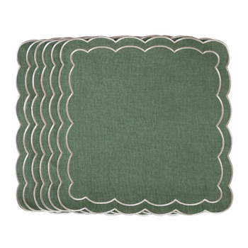 HAFTOWANE SERWETKI GREEN PETALI - 6 SZT. - 38.5 x 38.5 CM - ROSEBERRY HOME - MY HONEY HOME