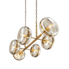 Lampa wyspowa Nottingham - 6 źródeł światła - Antyczny mosiądz