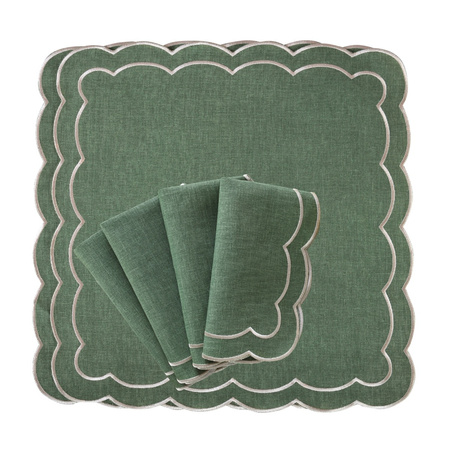 HAFTOWANE SERWETKI GREEN PETALI - 6 SZT. - 38.5 x 38.5 CM - ROSEBERRY HOME - MY HONEY HOME
