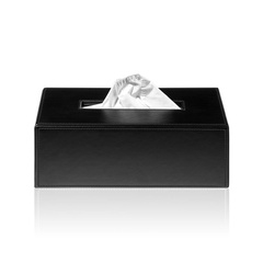 Pudełko na chusteczki prostokątne Decor Walther Sztuczna skóra czarna