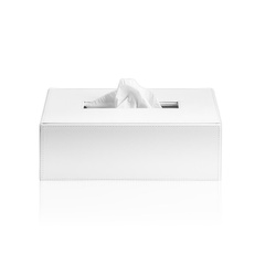 Pudełko na chusteczki prostokątne Decor Walther Sztuczna skóra biała