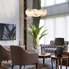 Duża lampa wisząca Kepler - 7 źródeł światła - Szczotkowane złoto