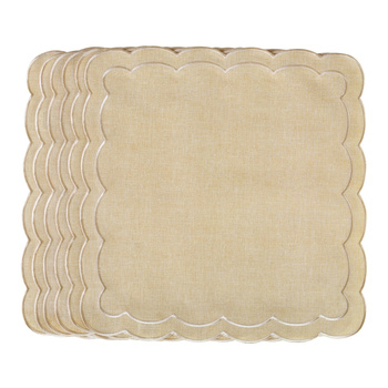 HAFTOWANE SERWETKI BEIGE PETALI - 6 SZT. - 38.5 x 38.5 CM - ROSEBERRY HOME - MY HONEY HOME