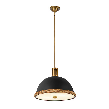 Lampa wisząca Doral - 2 źródła światła - Matowa czerń, vintage mosiądz