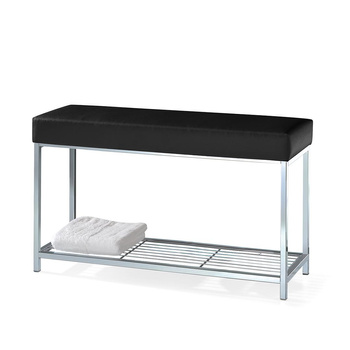 Ławka z półką Decor Walther Chrom / siedzisko Czarne