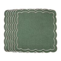 HAFTOWANE SERWETKI GREEN PETALI - 6 SZT. - 38.5 x 38.5 CM - ROSEBERRY HOME - MY HONEY HOME