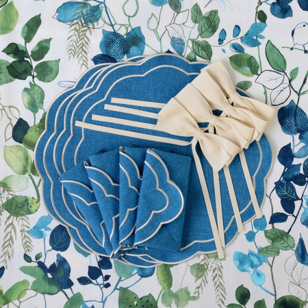 HAFTOWANE SERWETKI BLUE PETALI - 6 SZT. - 38.5 x 38.5 CM - ROSEBERRY HOME - MY HONEY HOME