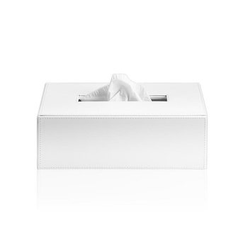 Pudełko na chusteczki prostokątne Decor Walther Sztuczna skóra biała