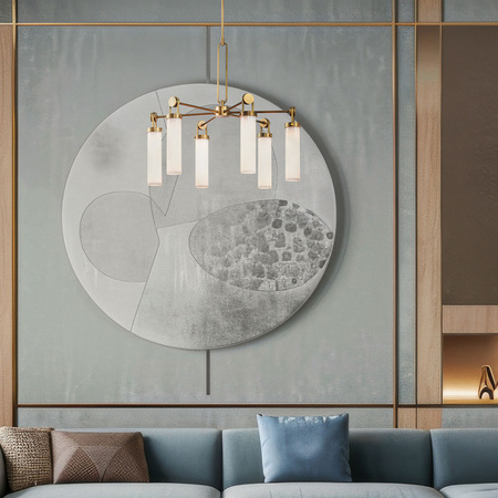 Żyrandol Wynwood - 6 źródeł światła - Vintage mosiądz